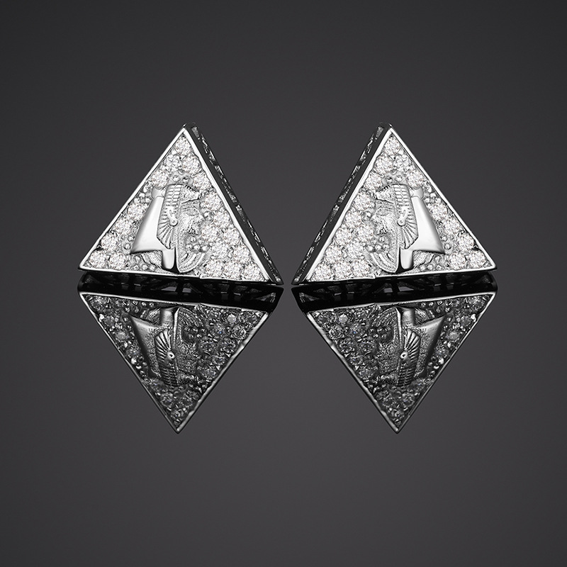 Moissanite Pyramid Pharaoh Stud Earrings in S925 Sterling Silver