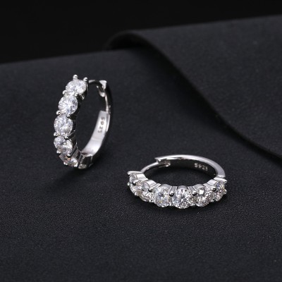 Moissanite Hoop Earrings in S925 Sterling Silver