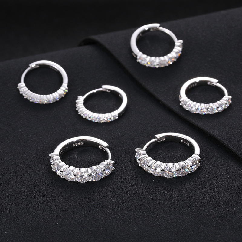 Moissanite Hoop Earrings in S925 Sterling Silver