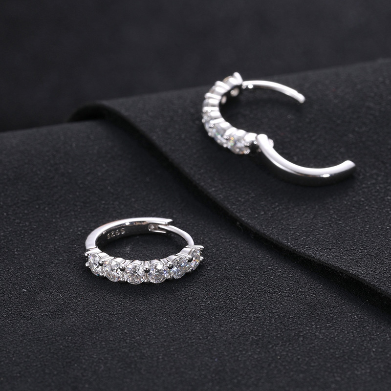 Moissanite Hoop Earrings in S925 Sterling Silver