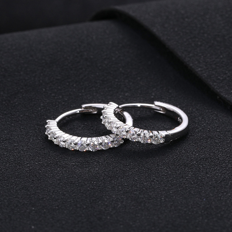 Moissanite Hoop Earrings in S925 Sterling Silver