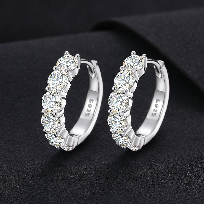 Moissanite Hoop Earrings in S925 Sterling Silver