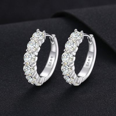 Moissanite Hoop Earrings in S925 Sterling Silver