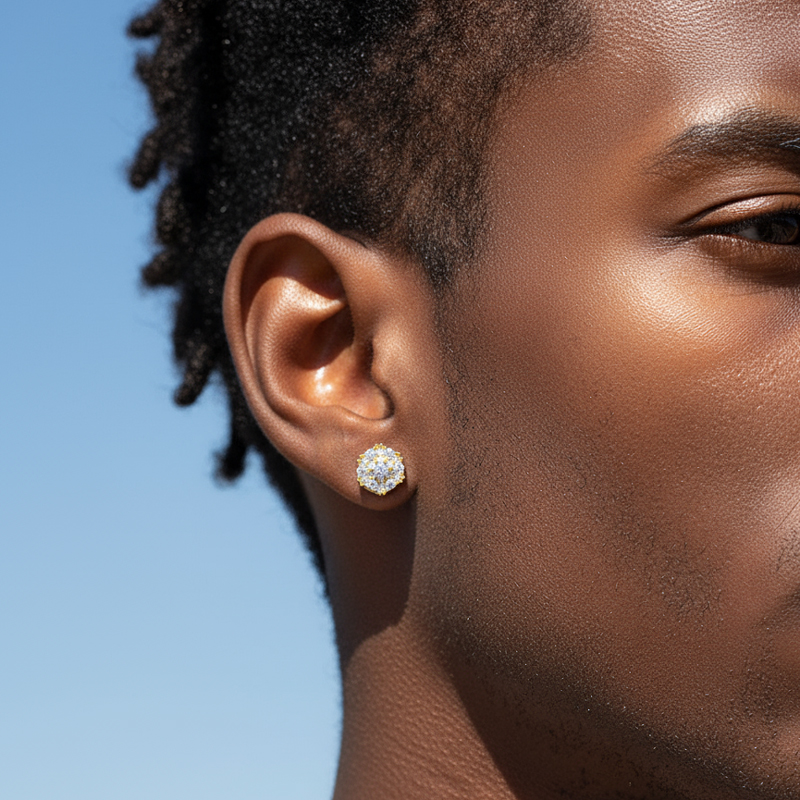 Moissanite Hexagonal Stud Earrings in S925 Sterling Silver