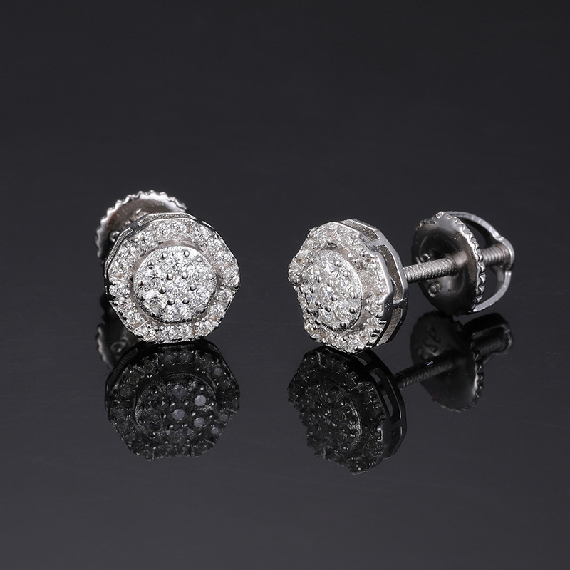 Moissanite Polygonal Stud Earrings in S925 Sterling Silver