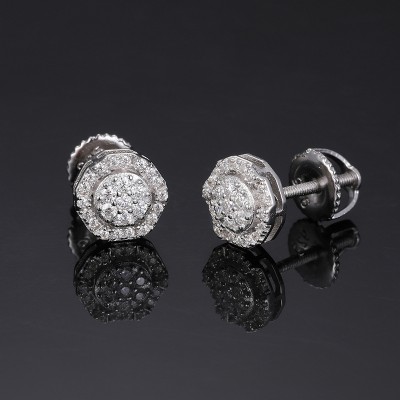 Moissanite Polygonal Stud Earrings in S925 Sterling Silver