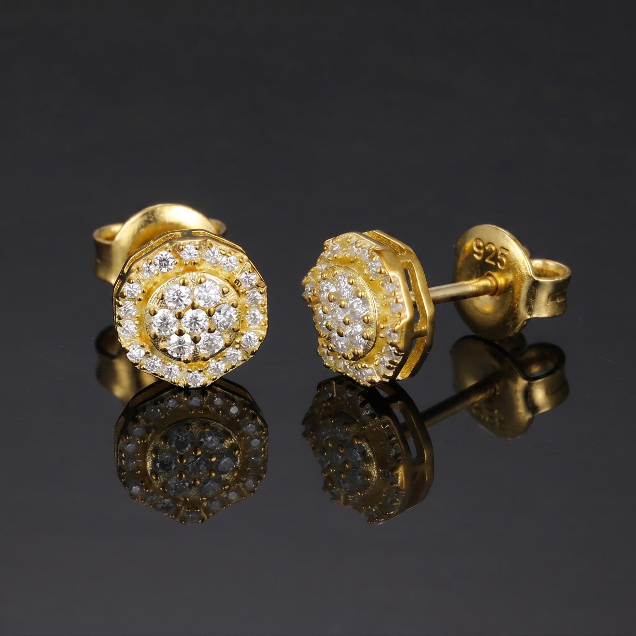 Moissanite Polygonal Stud Earrings in S925 Sterling Silver