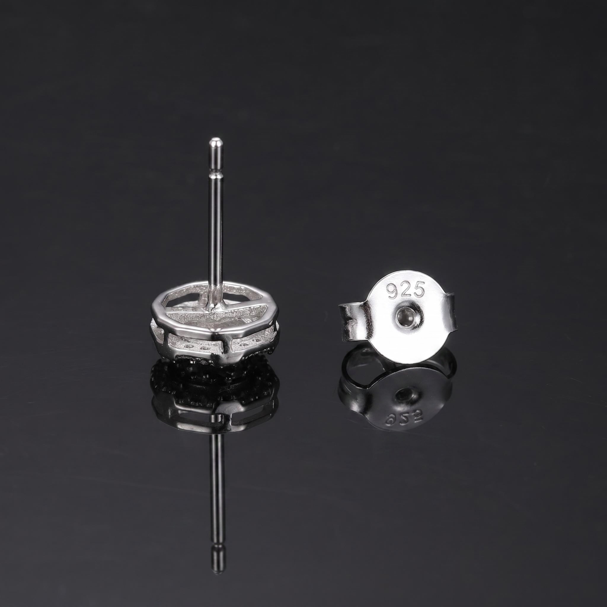 Moissanite Polygonal Stud Earrings in S925 Sterling Silver