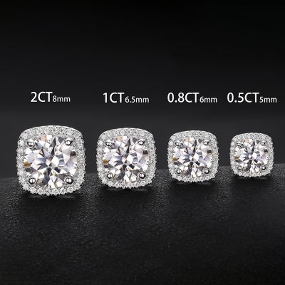 0.5Ct/0.8Ct/1Ct/2Ct Certified VVS1 Moissanite Halo Earrings in S925 Silver