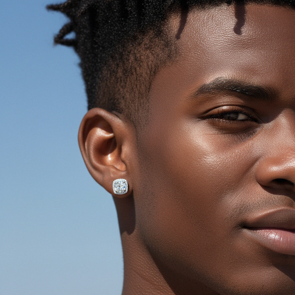 0.5Ct/0.8Ct/1Ct/2Ct Certified VVS1 Moissanite Halo Earrings in S925 Silver