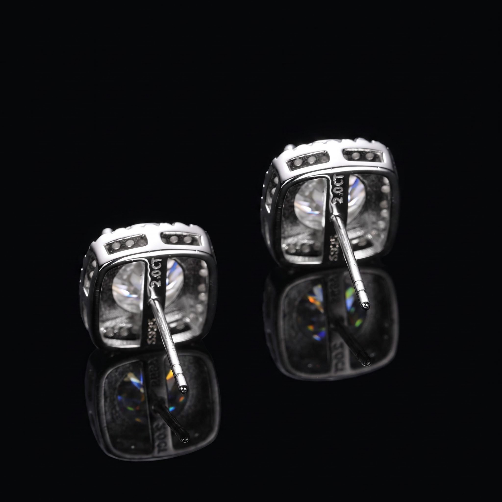 0.5Ct/0.8Ct/1Ct/2Ct Certified VVS1 Moissanite Halo Earrings in S925 Silver 0.5Ct/0.8Ct/1Ct/2Ct Certified VVS1 Moissanite Halo Earrings in S925 Silver