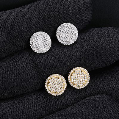 S925 Sterling Silver Moissanite Iced Out Round Stud Earrings