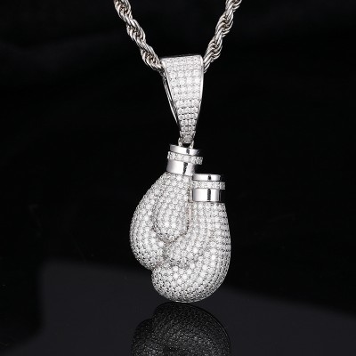 S925 Sterling Silver Moissanite Iced Boxing Glove Pendant