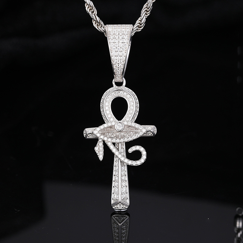 S925 Sterling Silver Moissanite Iced Eye of Horus Pendant