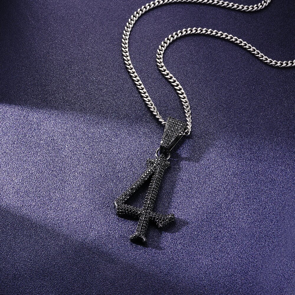 Iced Black Diamonds Number Pendant