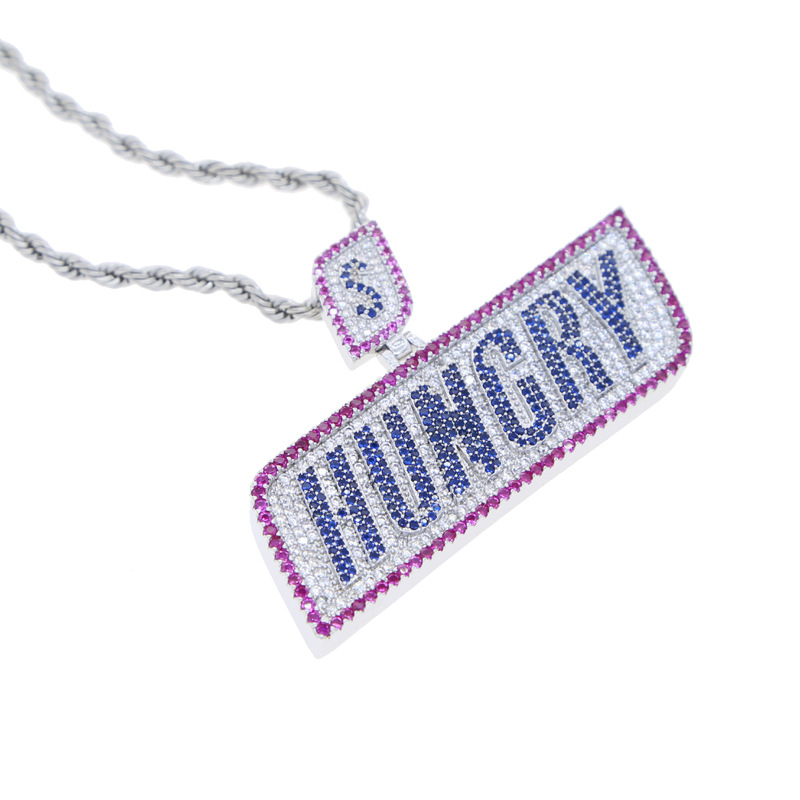 Iced Red & Blue Diamonds Hungry Pendant