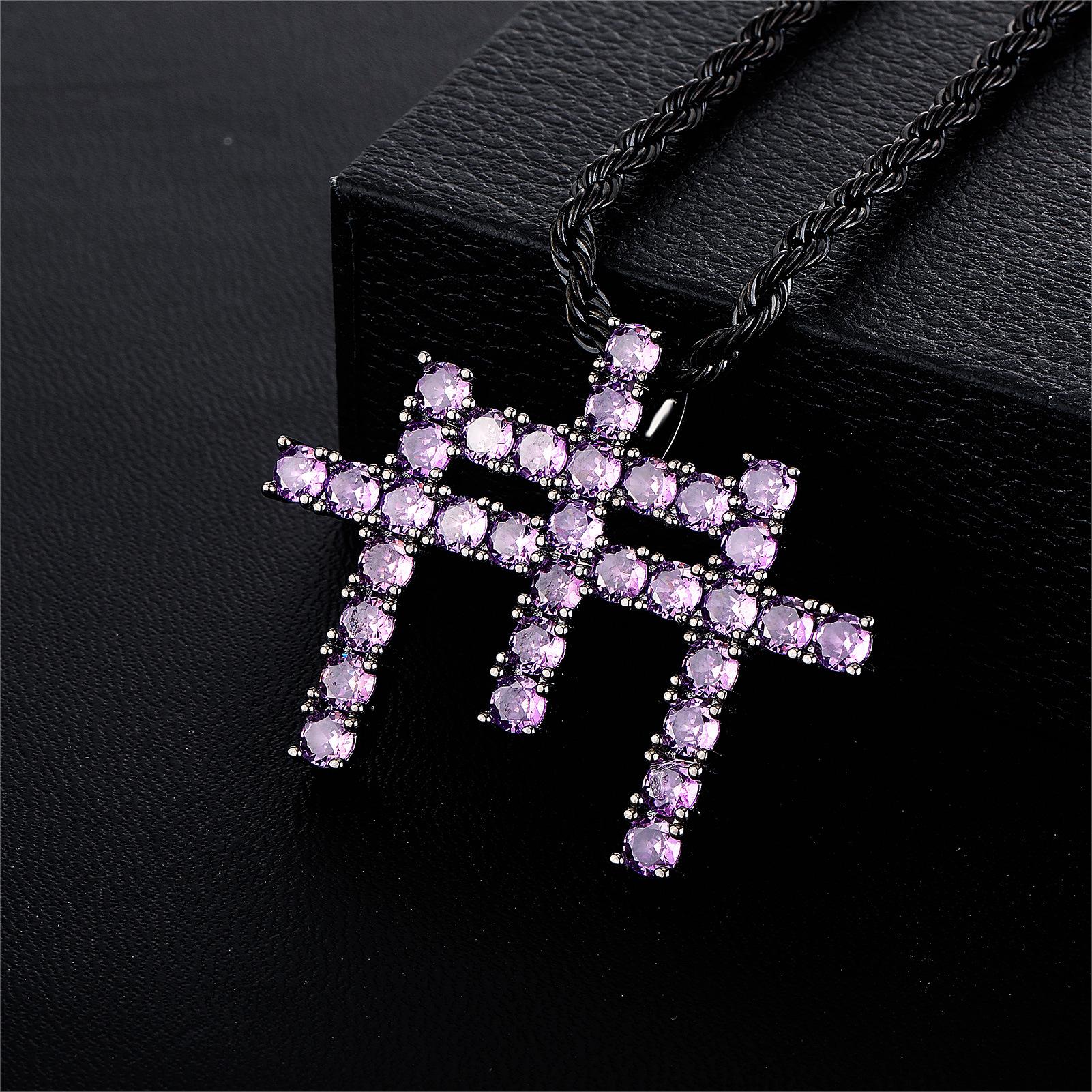 Round Cut Iced Triple Cross Pendant