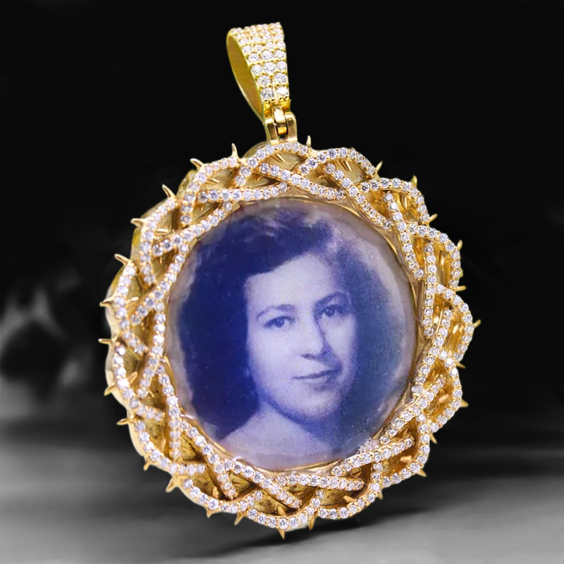 Iced Crown of Thorns Custom Photo Pendant