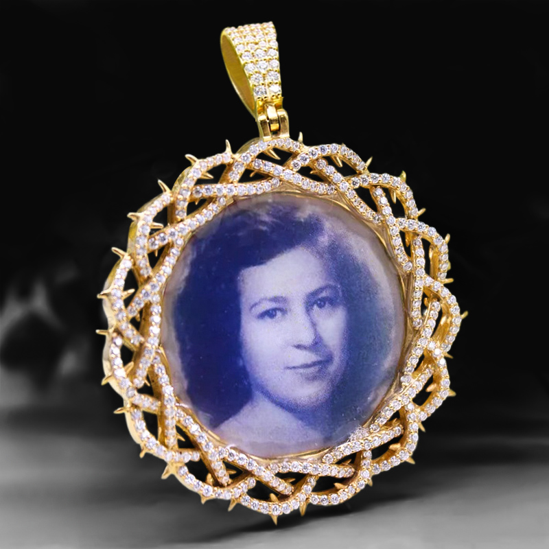 Iced Crown of Thorns Custom Photo Pendant