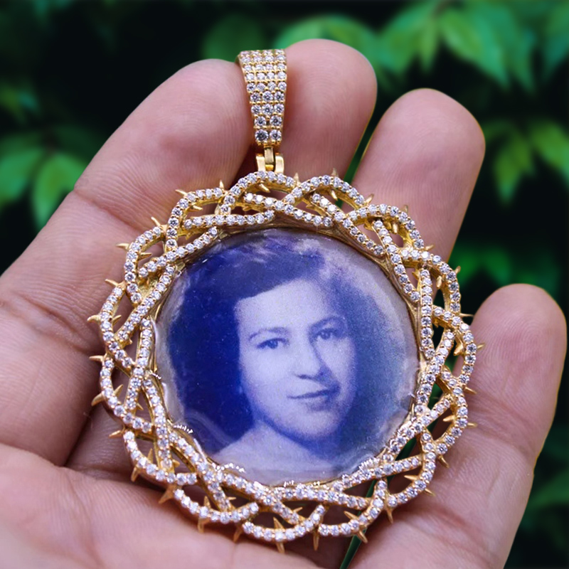 Iced Crown of Thorns Custom Photo Pendant