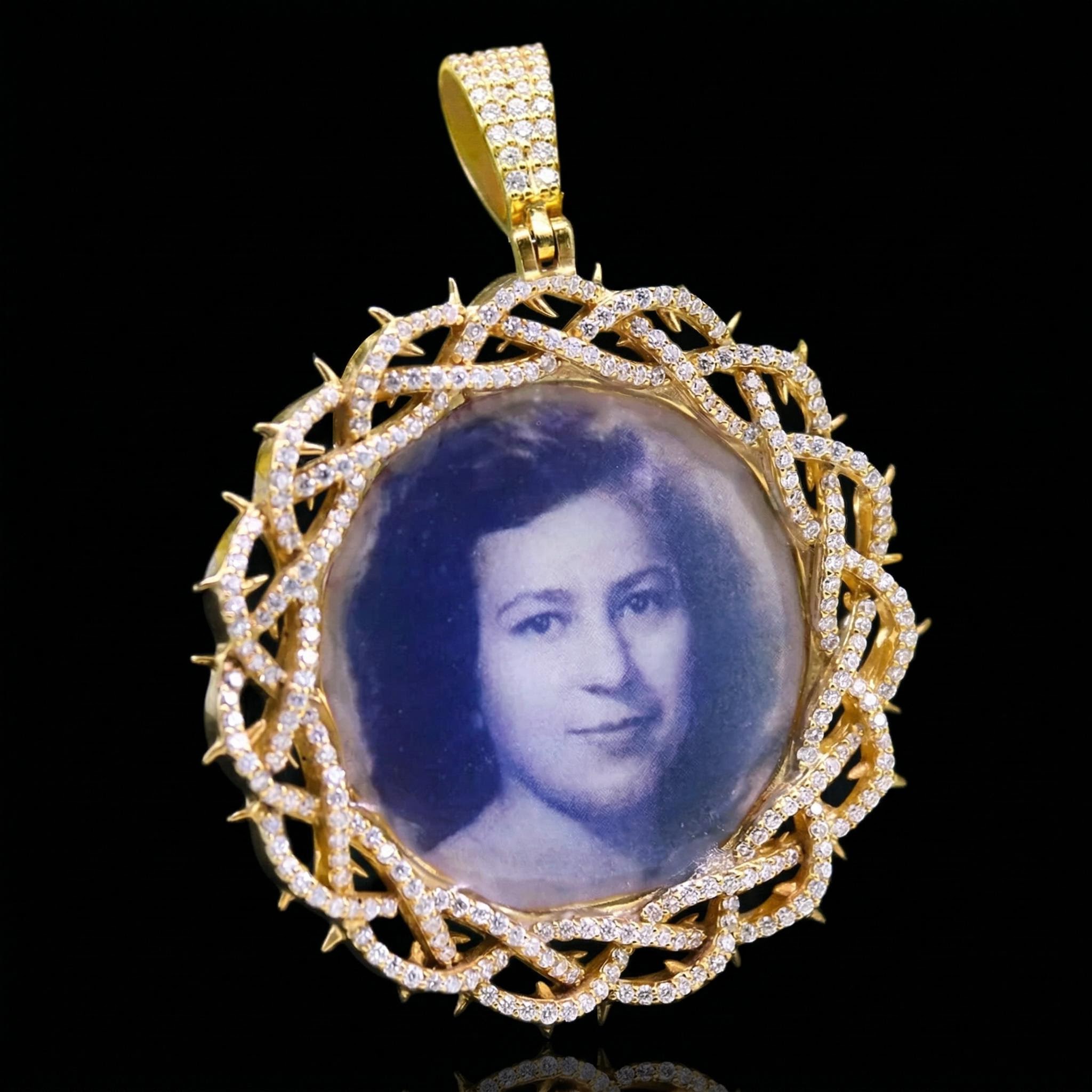 Iced Crown of Thorns Custom Photo Pendant