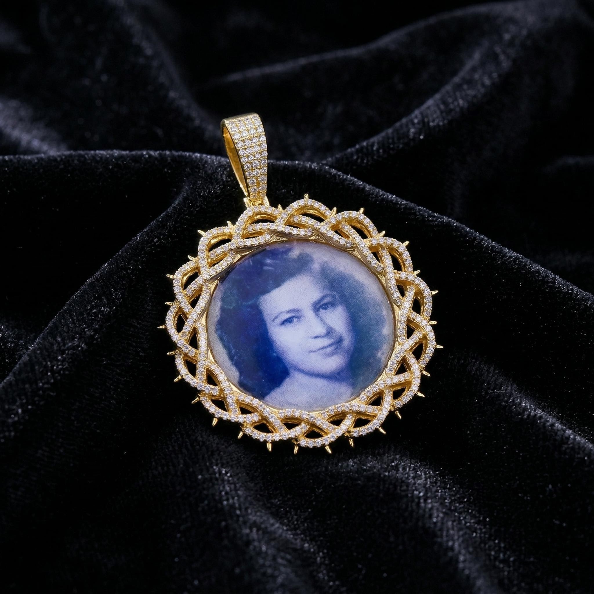 Iced Crown of Thorns Custom Photo Pendant