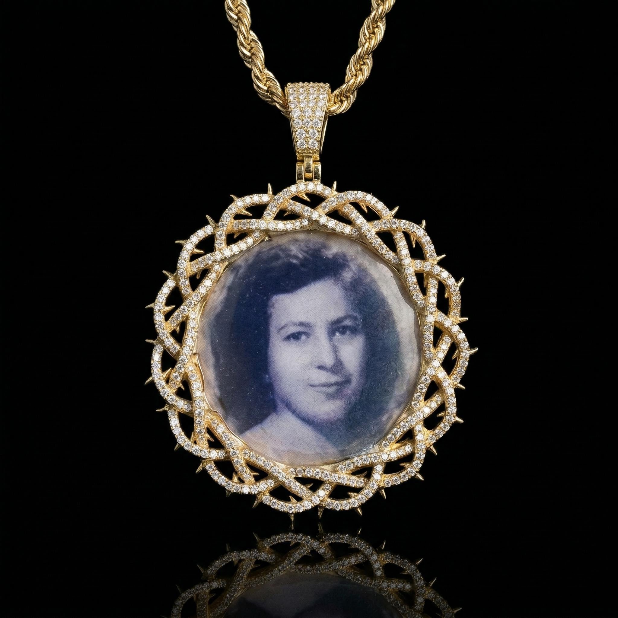 Iced Crown of Thorns Custom Photo Pendant