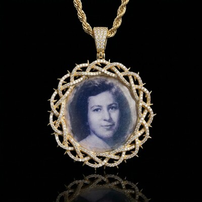 Iced Crown of Thorns Custom Photo Pendant