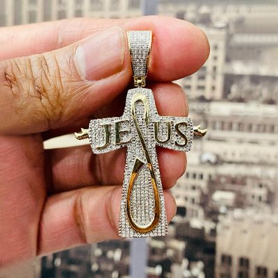 Iced Jesus Letter Cross Pendant