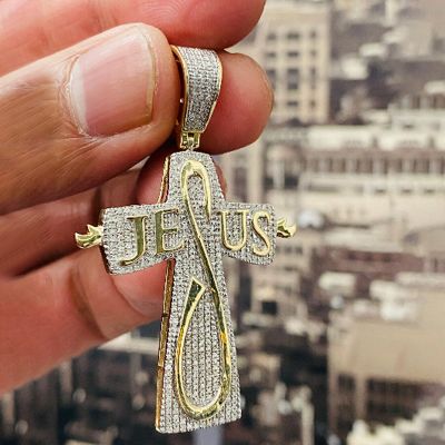 Iced Jesus Letter Cross Pendant