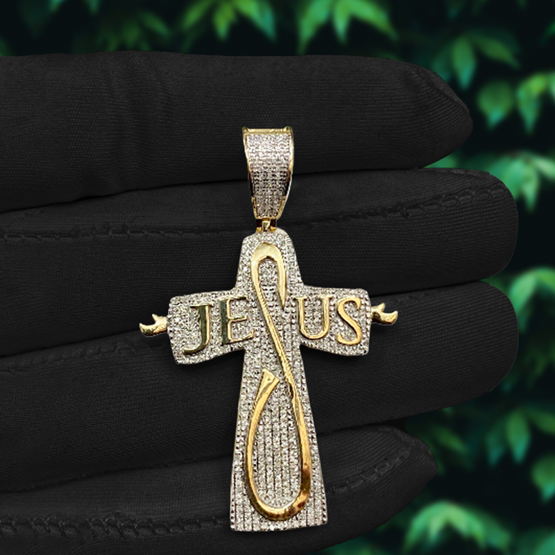 Iced Jesus Letter Cross Pendant