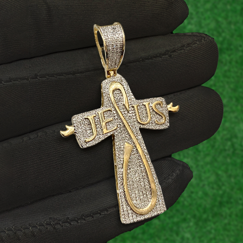 Iced Jesus Letter Cross Pendant