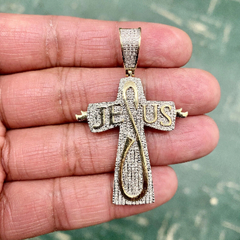 Iced Jesus Letter Cross Pendant