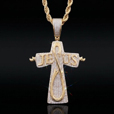 Iced Jesus Letter Cross Pendant