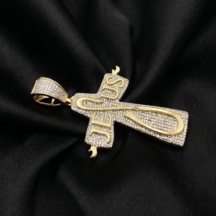Iced Jesus Letter Cross Pendant Iced Jesus Letter Cross Pendant