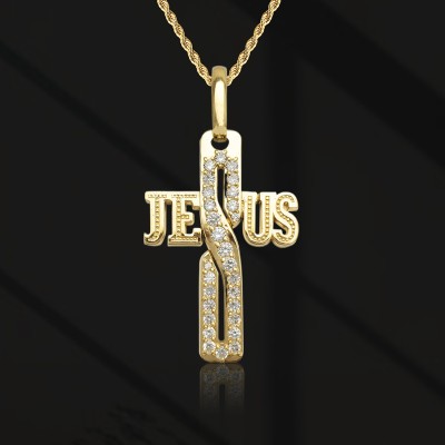 Iced Jesus Letter Cross Pendant