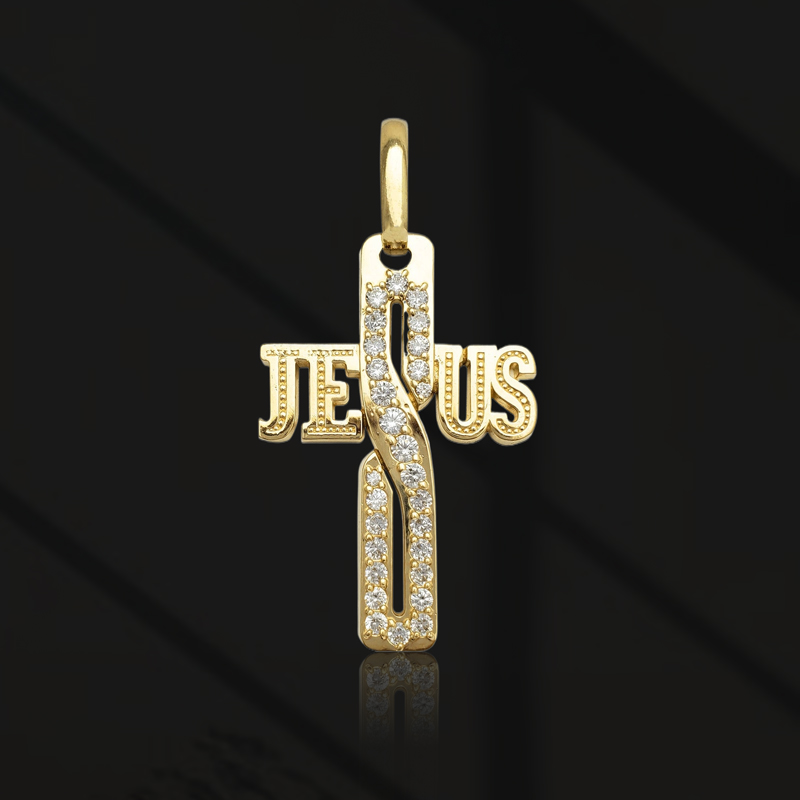 Iced Jesus Letter Cross Pendant