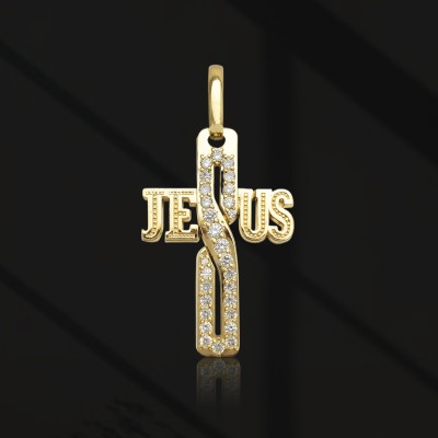 Iced Jesus Letter Cross Pendant