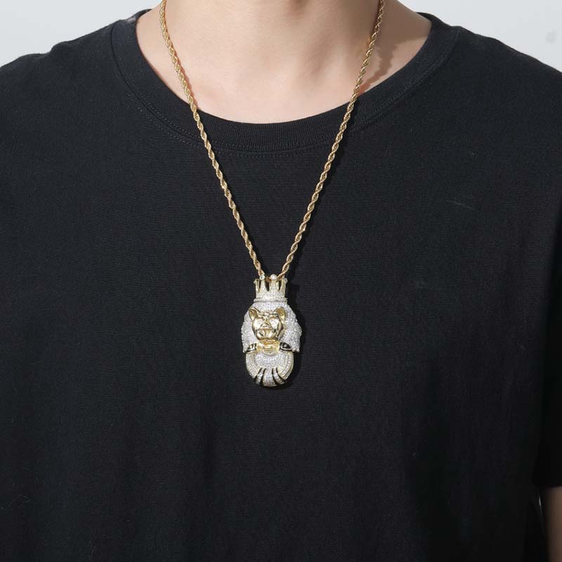 Lion in Crown Pendant for Men