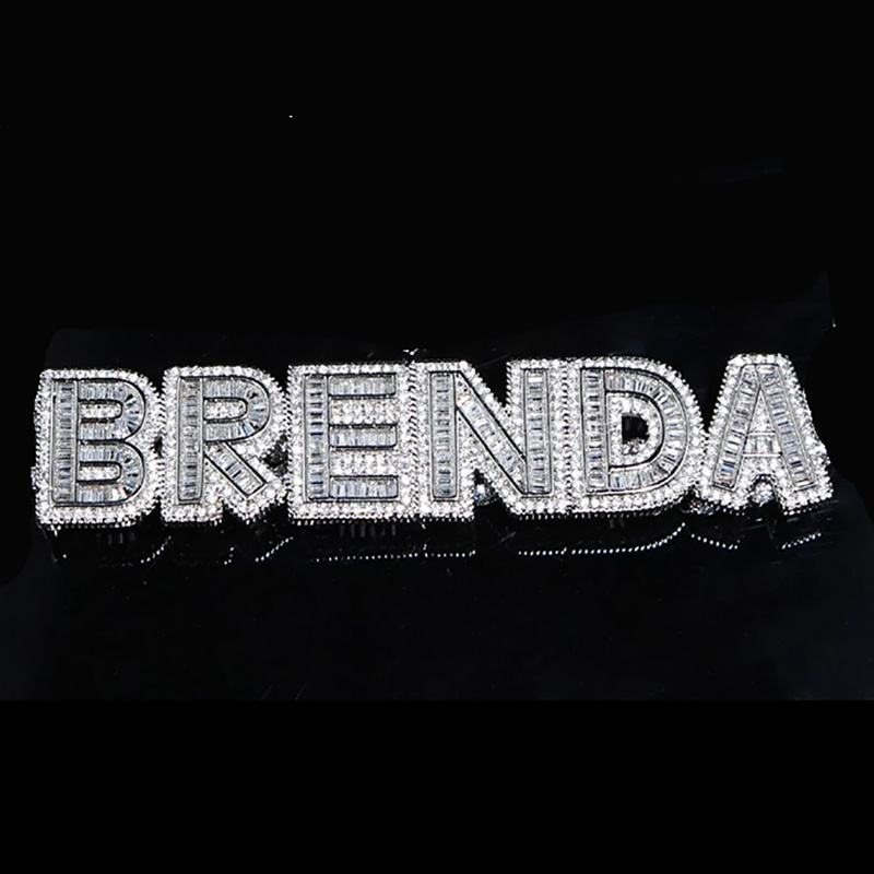 Custom Baguette Letters Name Pendant