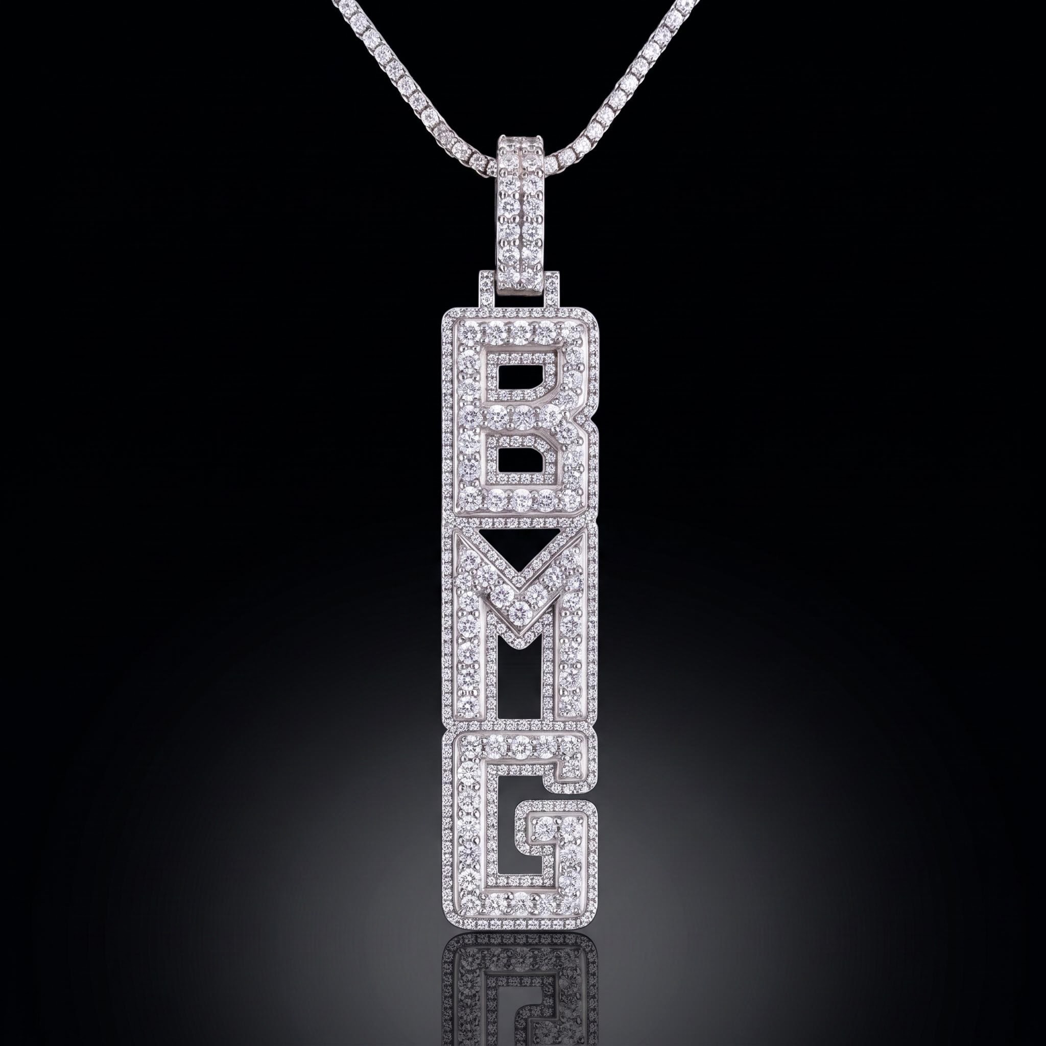 Full Iced Custom Double Layer Vertical Letter Pendant