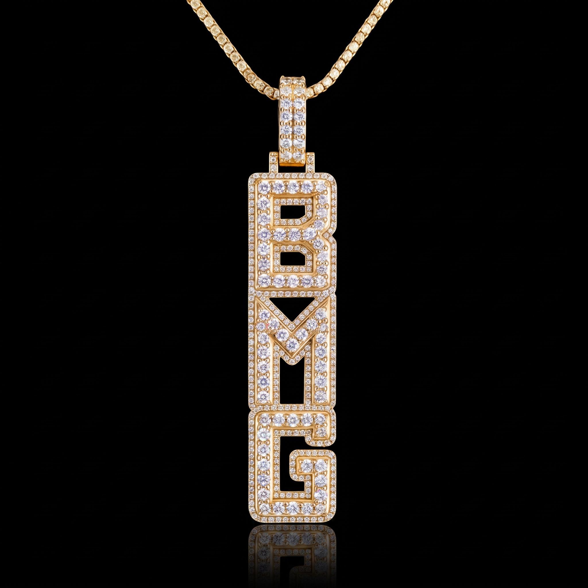 Full Iced Custom Double Layer Vertical Letter Pendant