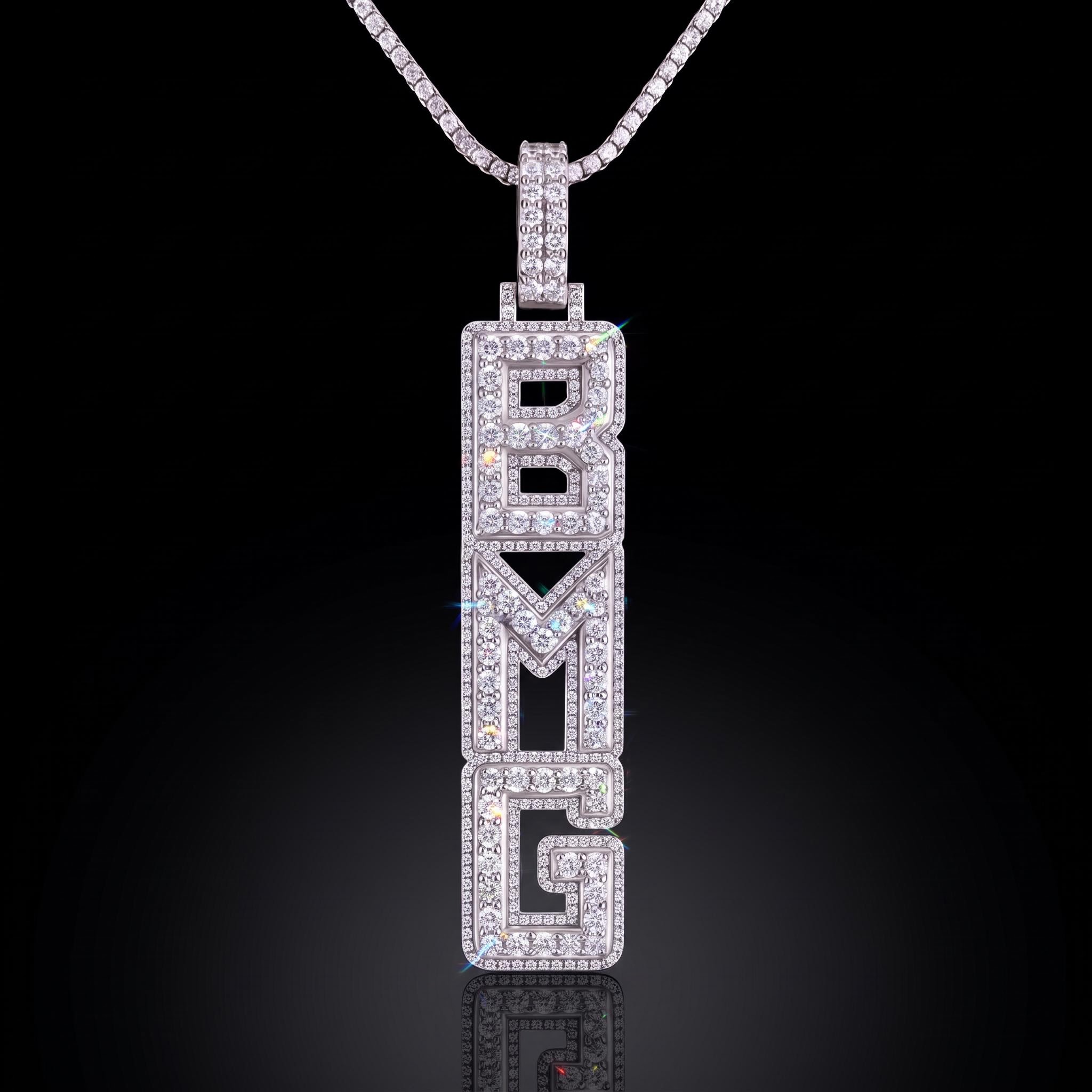 Full Iced Custom Double Layer Vertical Letter Pendant Full Iced Custom Double Layer Vertical Letter Pendant