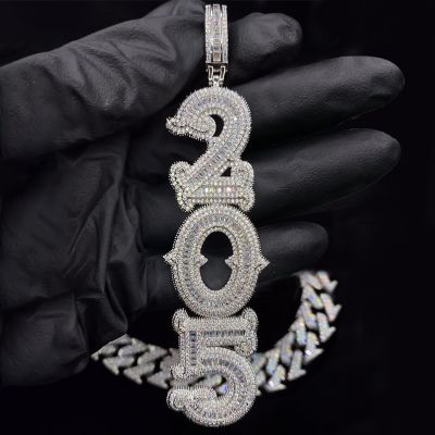 Iced Out Vertical Custom Thorns Baguette Letters Pendant