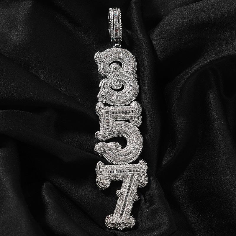 Iced Out Vertical Custom Thorns Baguette Letters Pendant