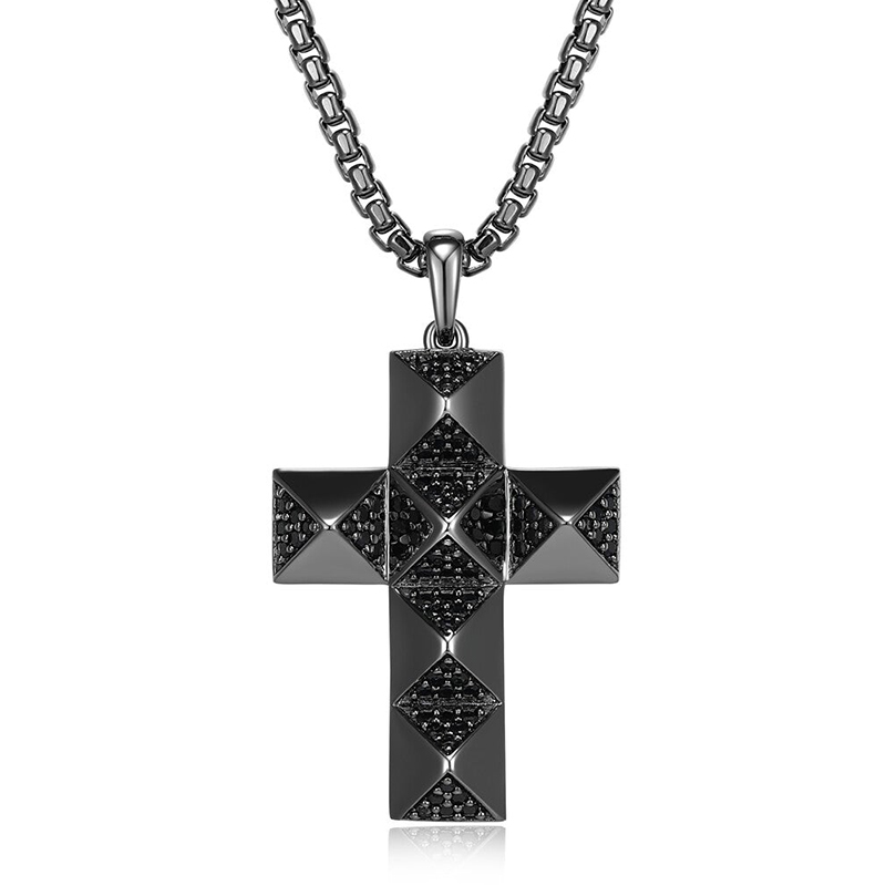 2.8 CTW Black Diamond Cross Pendant