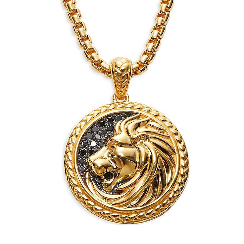 Iced Out Black Diamond Lion Pendant