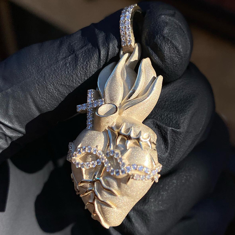 Matte Holy Heart Thorn Pendant