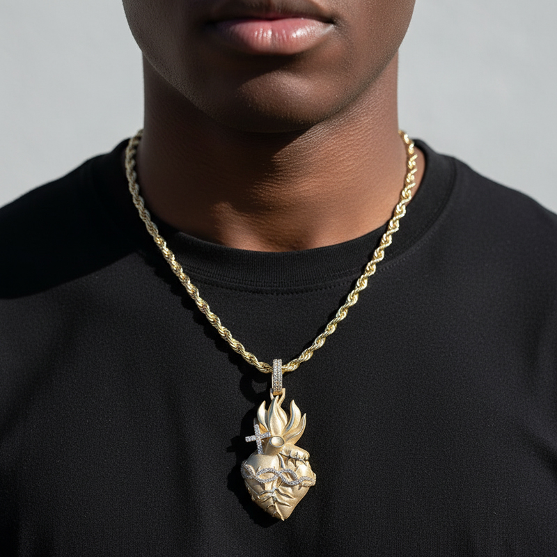 Matte Holy Heart Thorn Pendant Matte Holy Heart Thorn Pendant