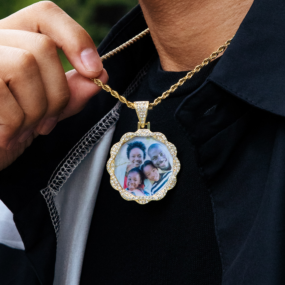 Iced Drawstring Custom Photo Pendant